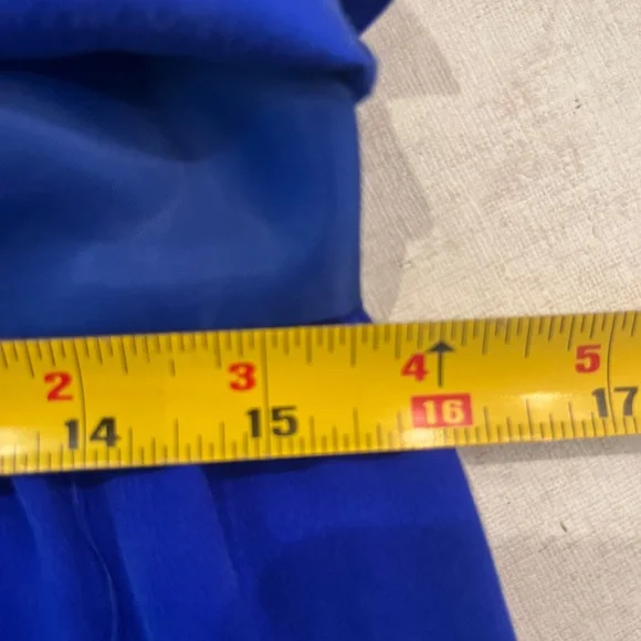 Vintage rhinestone scoop neck bright blue silk dress. Gorgeous color! - Picture 11 of 12